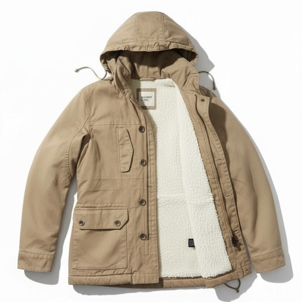 Old Navy Men's Khaki Sherpa Military Chore Jacket Heavy Duty Men’s Size Small